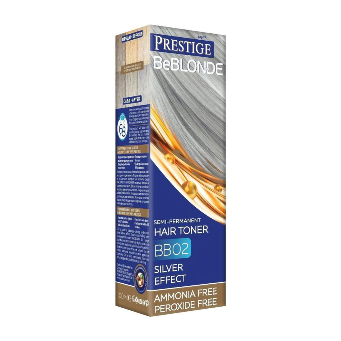 Безаміачний відтінковий бальзам для волосся Vip's Prestige BeBlond Semi-Permanent Hair Toner BB02 Silver Effect, 100 мл